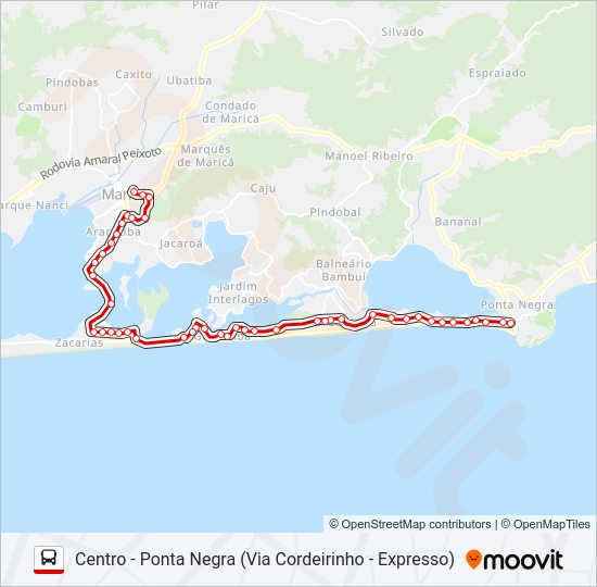 Mapa da linha E02A de ônibus