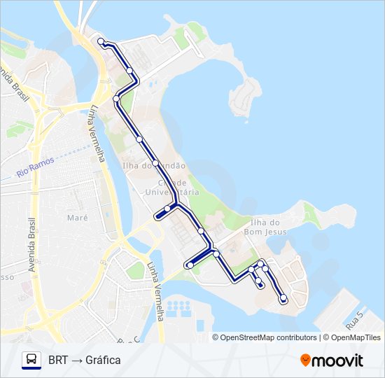 Mapa da linha 1 de ônibus