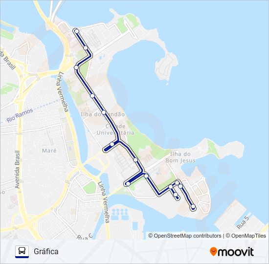 Mapa da linha 1 de ônibus