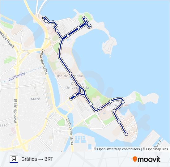 Mapa da linha 1 de ônibus