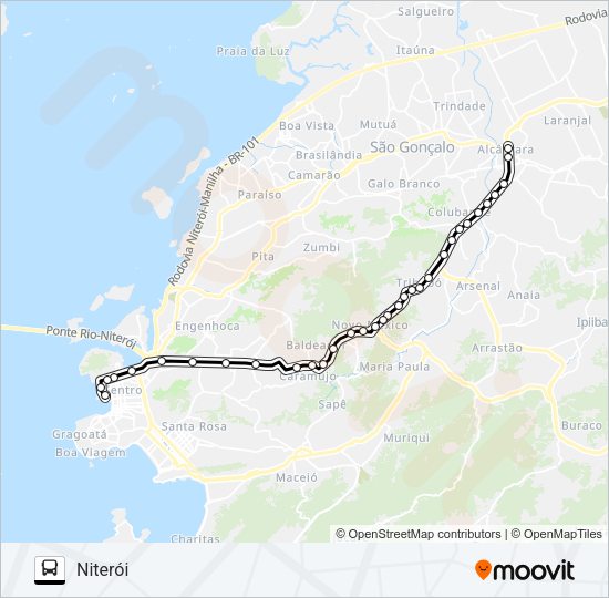 Mapa da linha 484M de ônibus