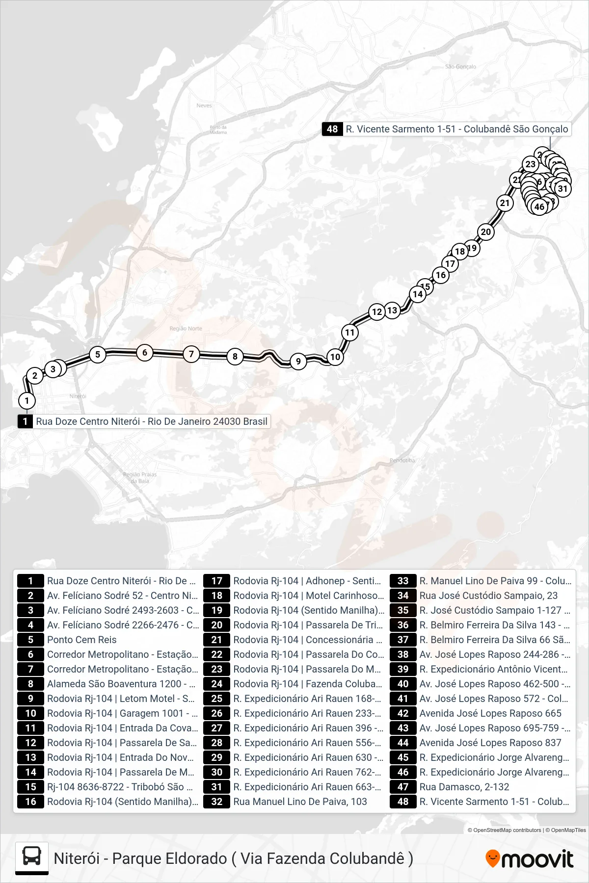 486M bus Line (Parque Eldorado) route and stops on a map