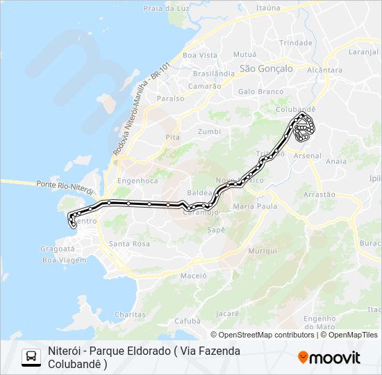 Mapa da linha 486M de ônibus