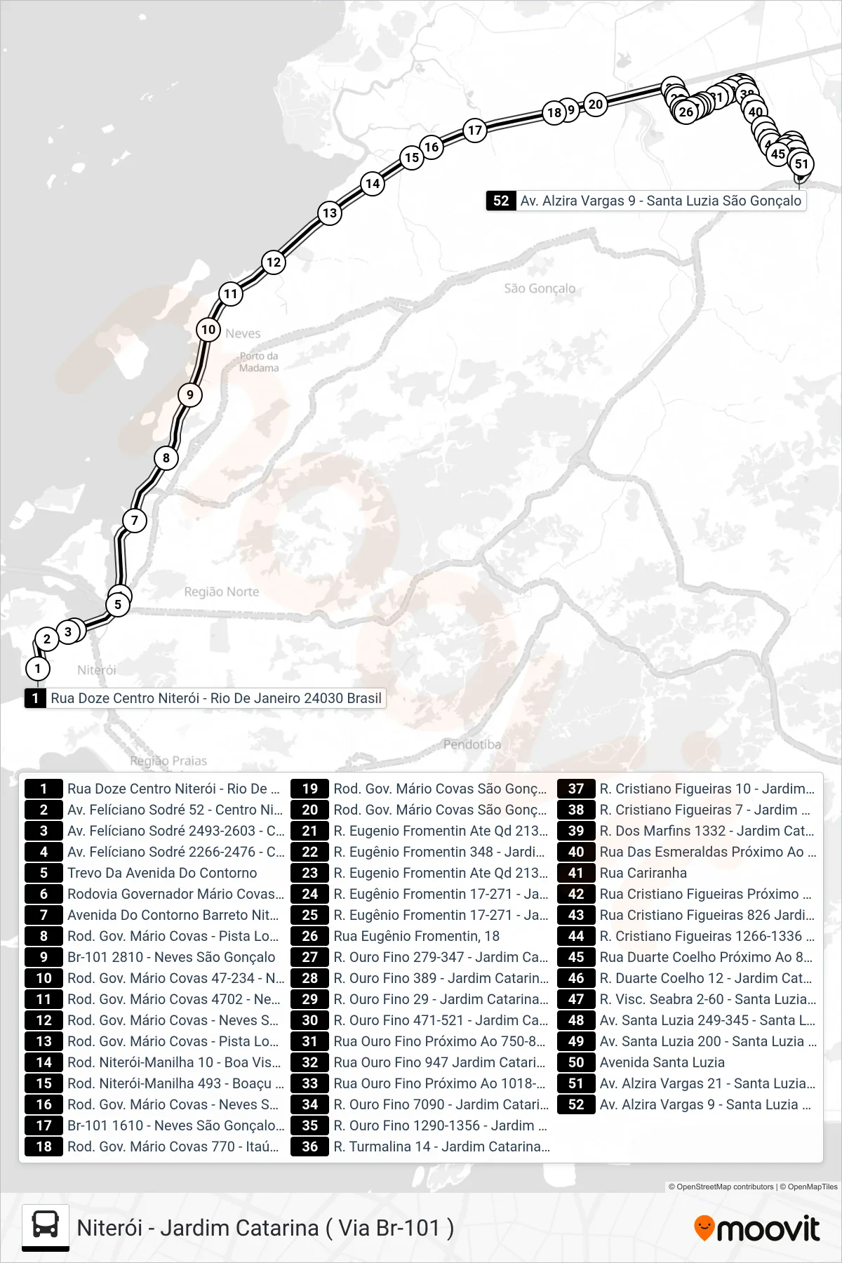 492M bus Line (Jardim Catarina) route and stops on a map