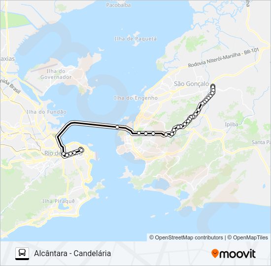Mapa da linha 521D de ônibus