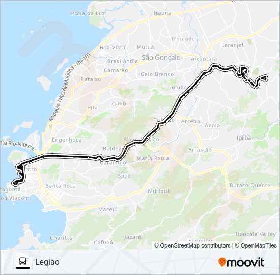 Mapa da linha 553M de ônibus