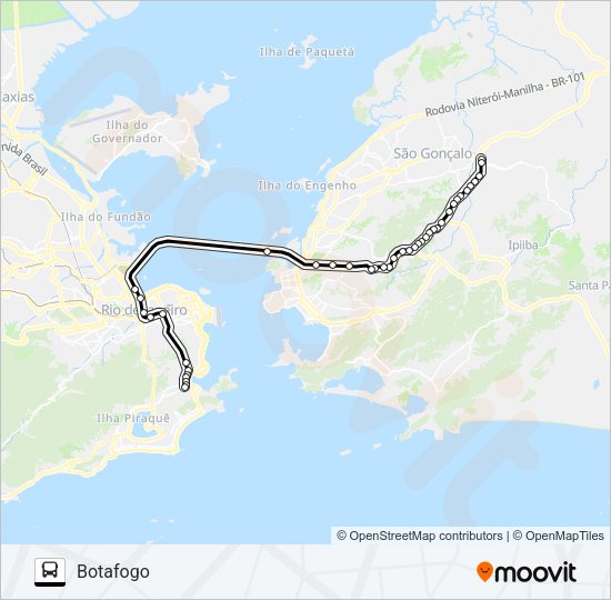 Mapa da linha 3721D de ônibus