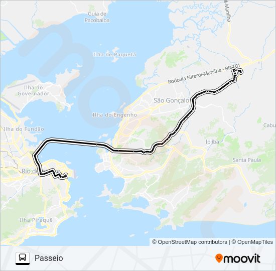 Mapa da linha 5721D de ônibus