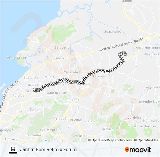Mapa da linha 21 de ônibus