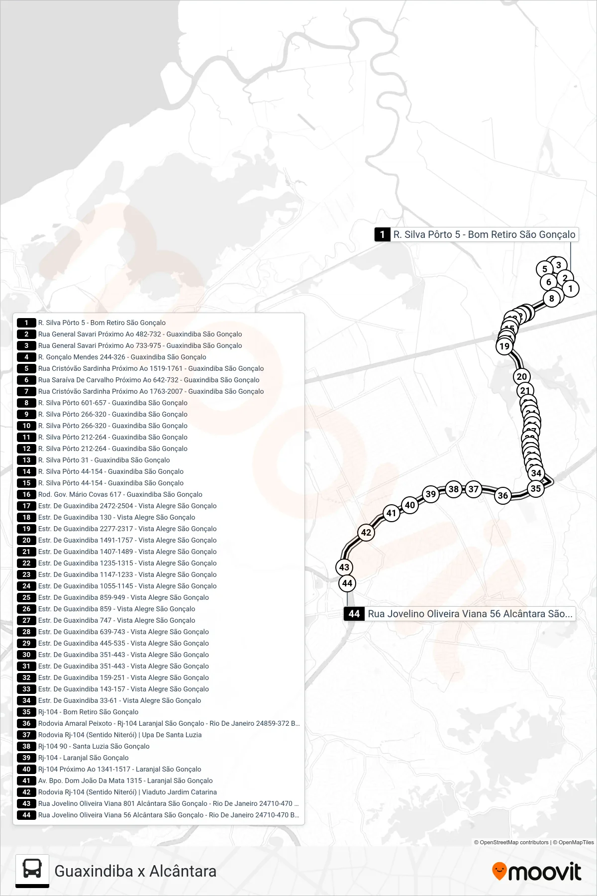 07A bus Line (Alcântara) route and stops on a map