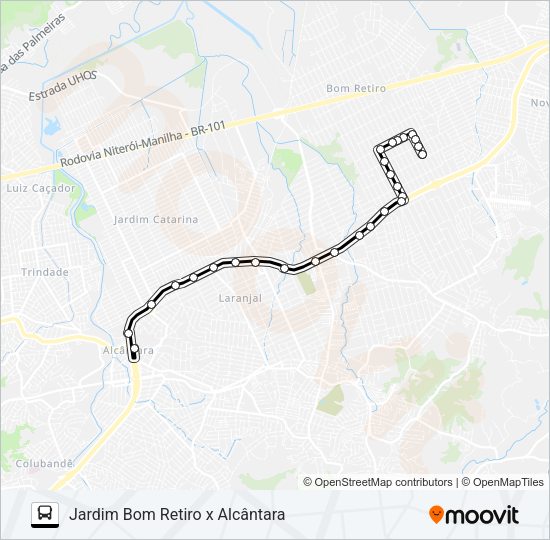 Mapa da linha 21A de ônibus