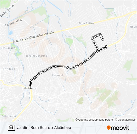 Mapa da linha 21A de ônibus