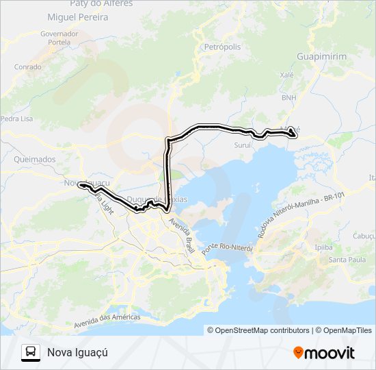 Mapa da linha 603I de ônibus