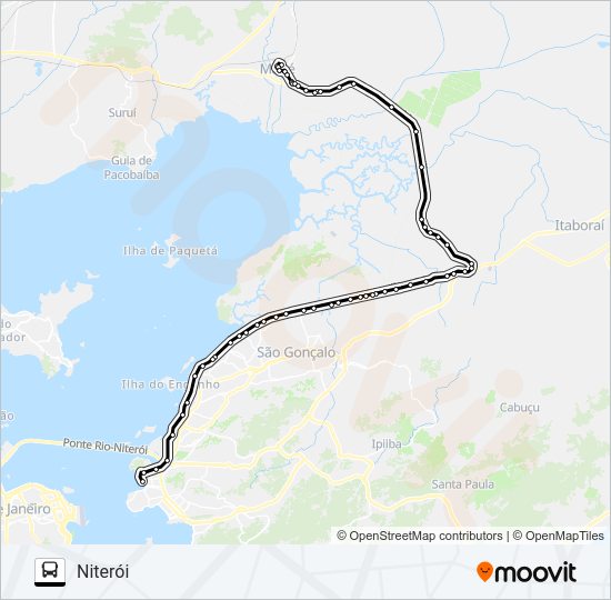 Mapa da linha 1121Q de ônibus