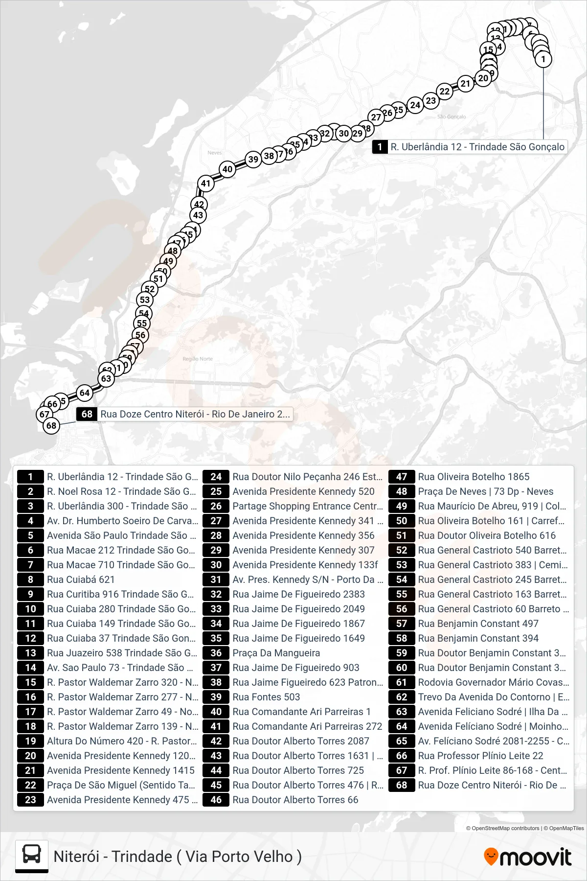 Rota e paradas da linha de ônibus 403M (Niterói) no mapa