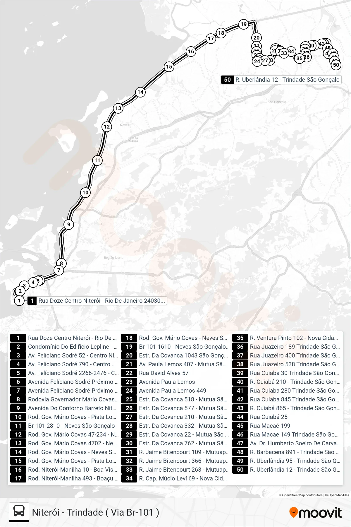 Rota e paradas da linha de ônibus 404M (Trindade (Via Br)) no mapa