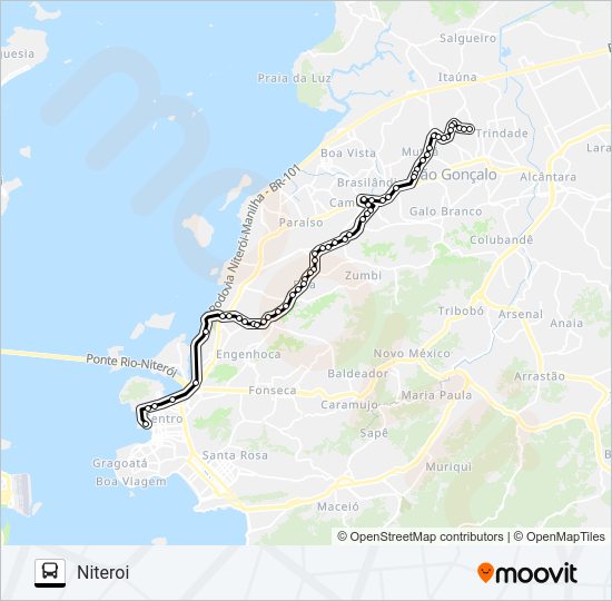 Mapa da linha 516M de ônibus