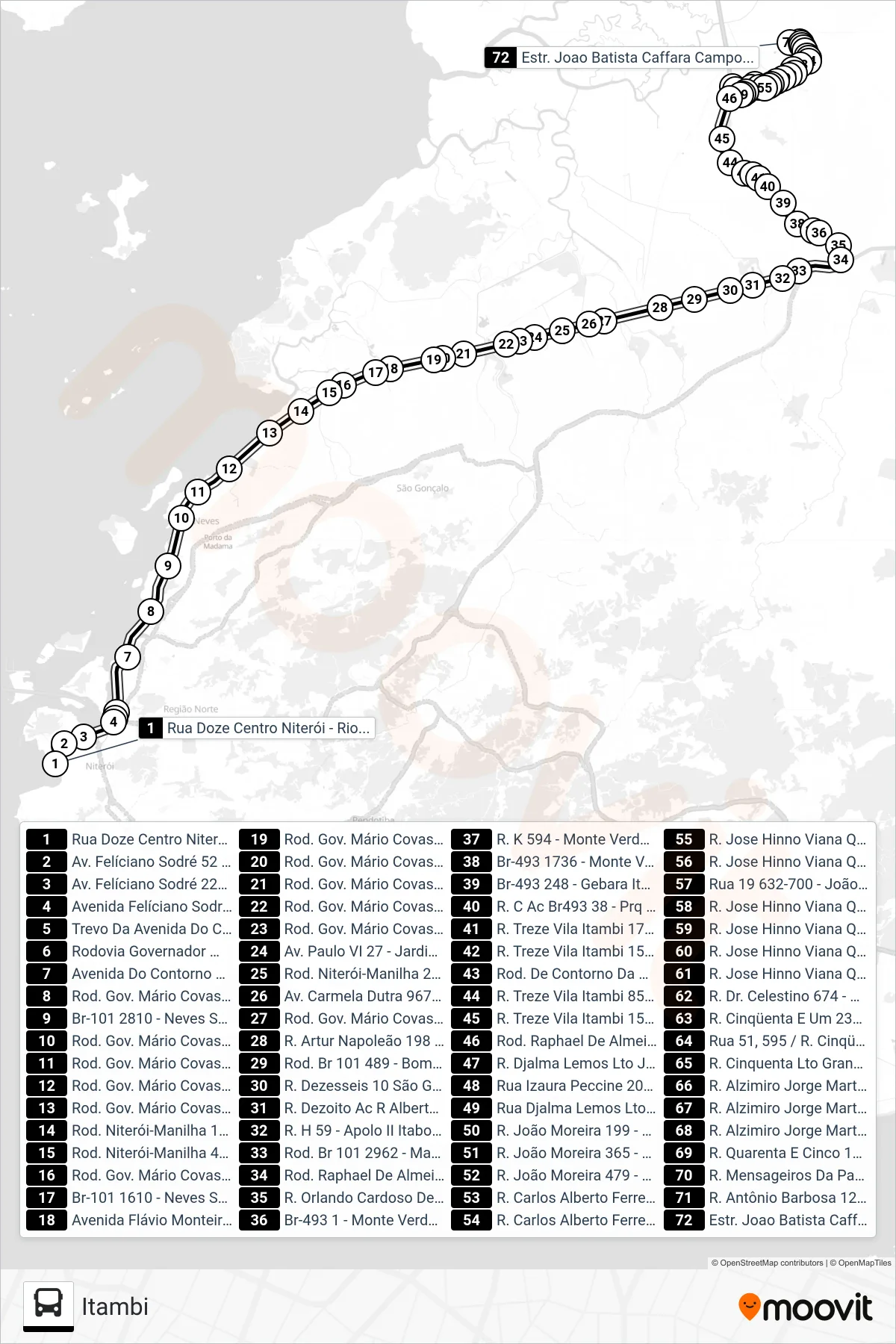 426M bus Line (Itambi) route and stops on a map