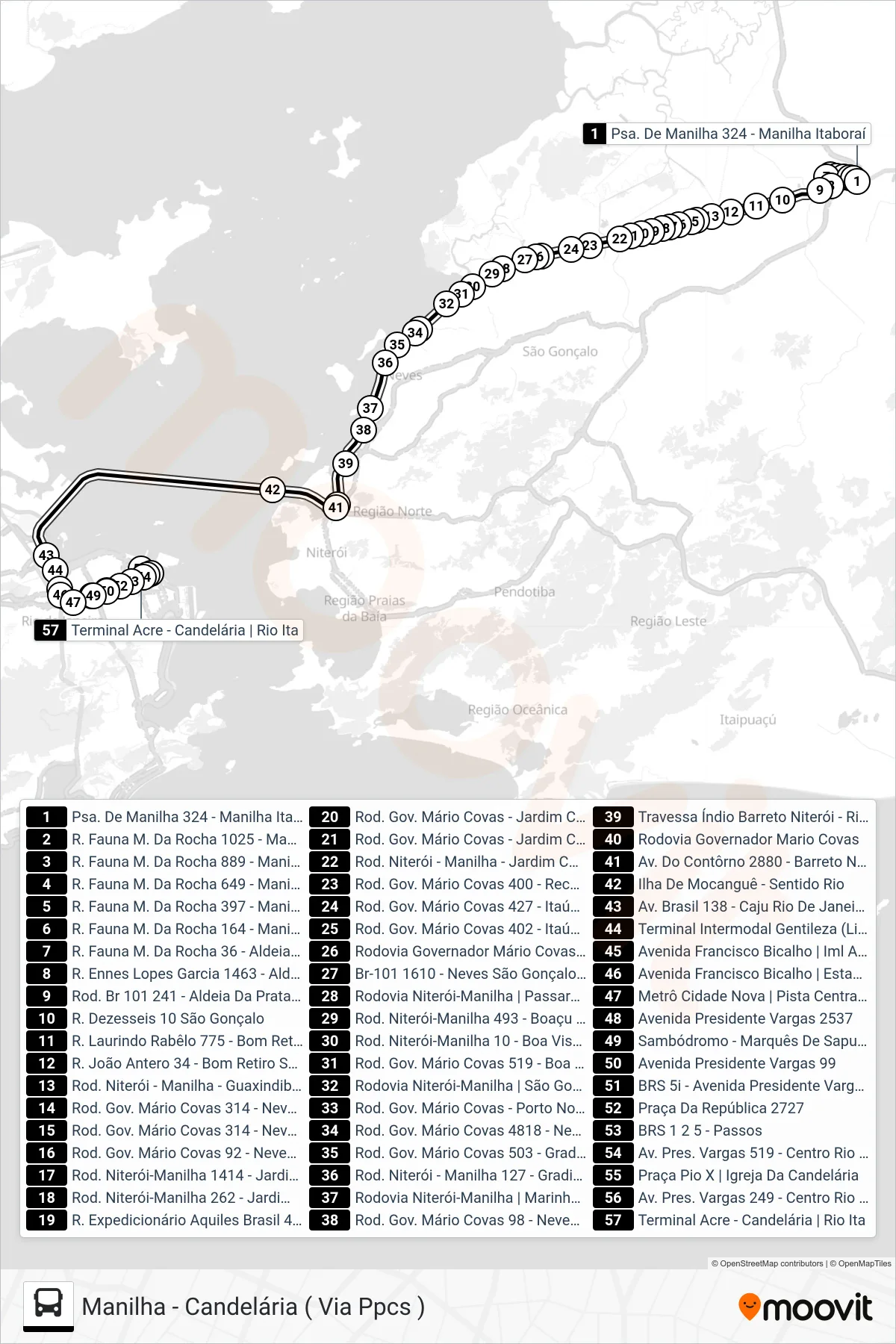 566D bus Line (Candelária) route and stops on a map