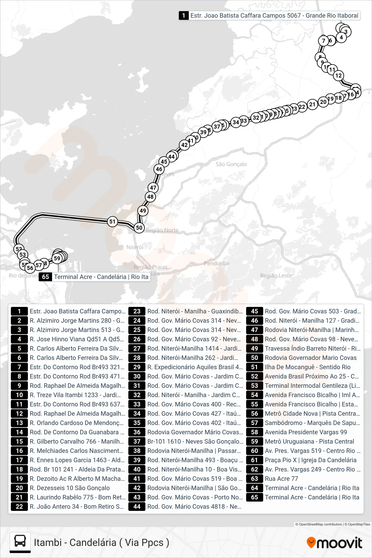 568D bus Line (Candelária) route and stops on a map