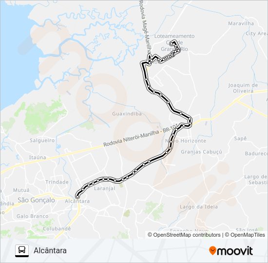 Mapa da linha 728M de ônibus