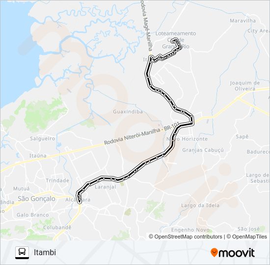 Mapa da linha 728M de ônibus