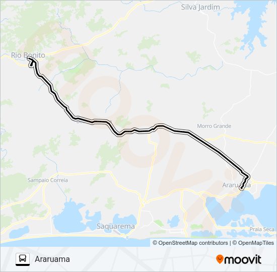 Mapa da linha B105 de ônibus