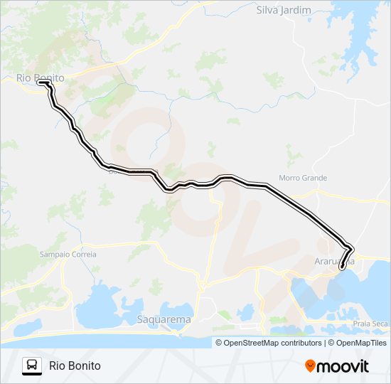Mapa da linha B105 de ônibus