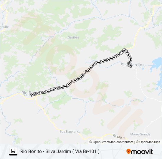 Mapa da linha B110 de ônibus