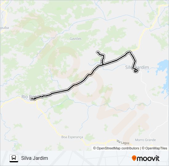 Mapa da linha B115 de ônibus