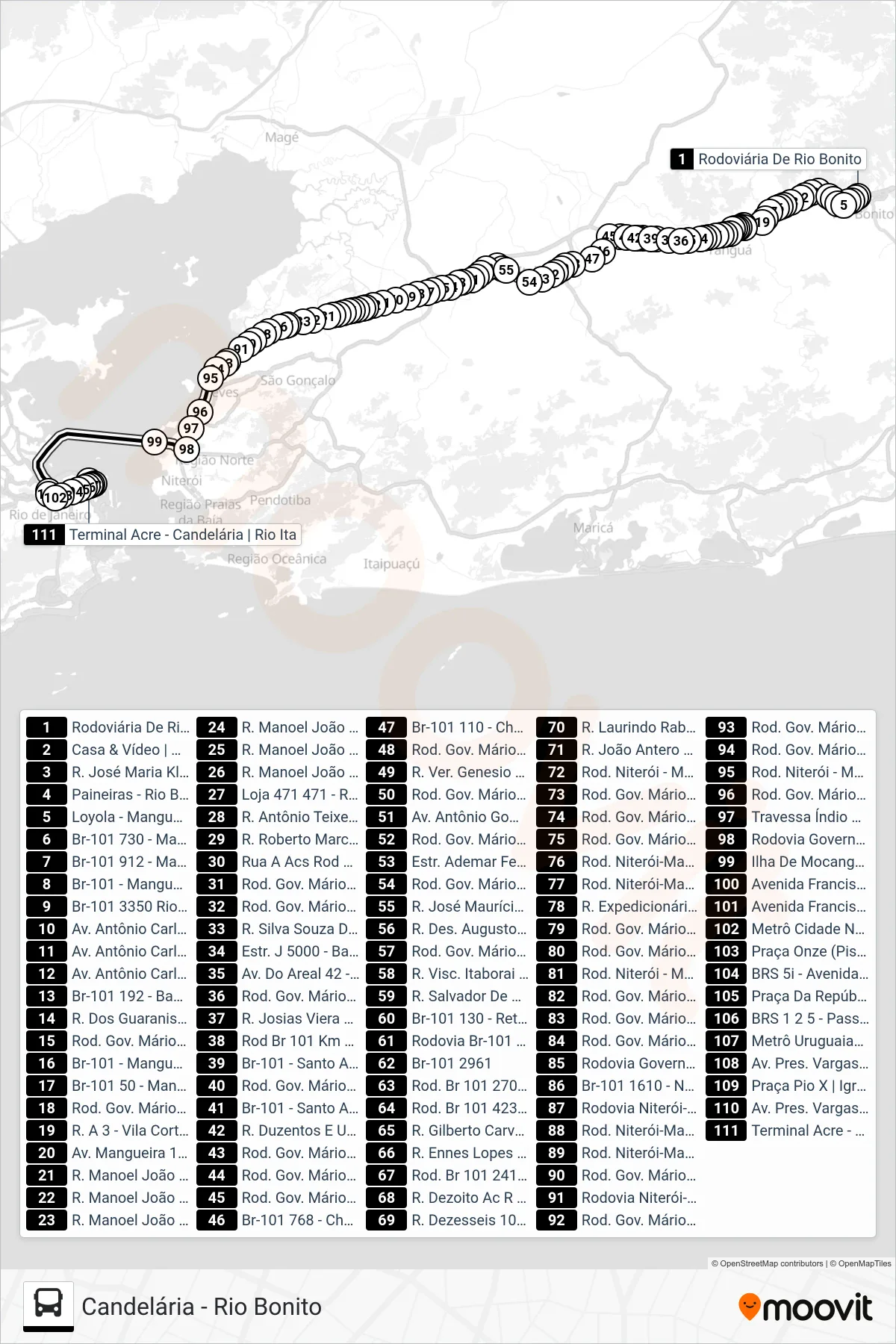 MB17 bus Line (Candelária) route and stops on a map