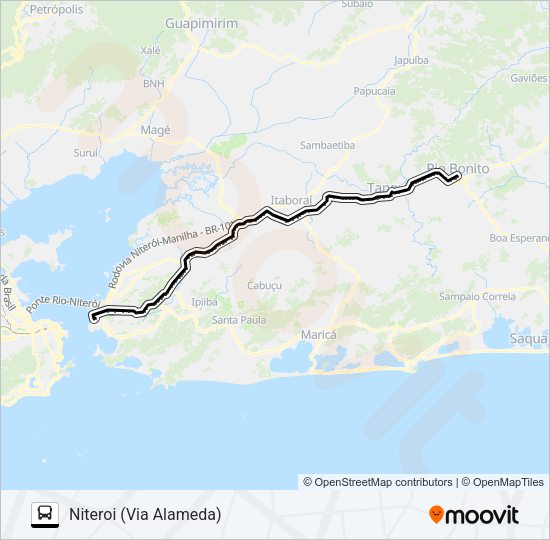Mapa da linha MB18 de ônibus