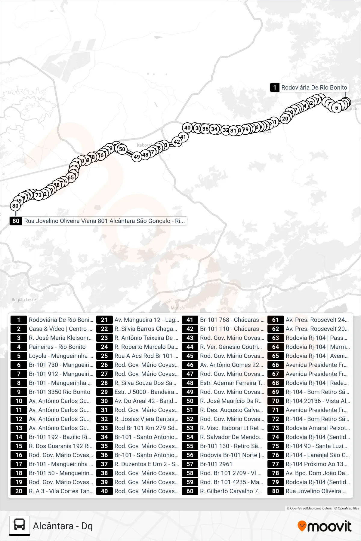 MB33 bus Line (Alcântara - Dq) route and stops on a map