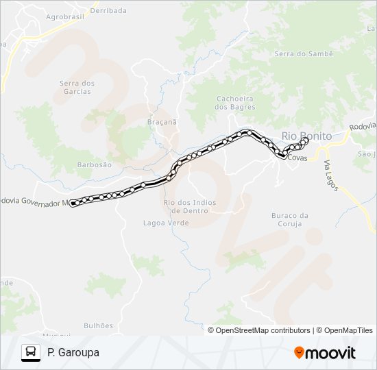Mapa da linha MB34 de ônibus