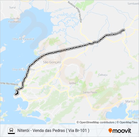 Mapa da linha 1413M de ônibus