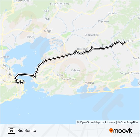 Mapa da linha 1925D de ônibus