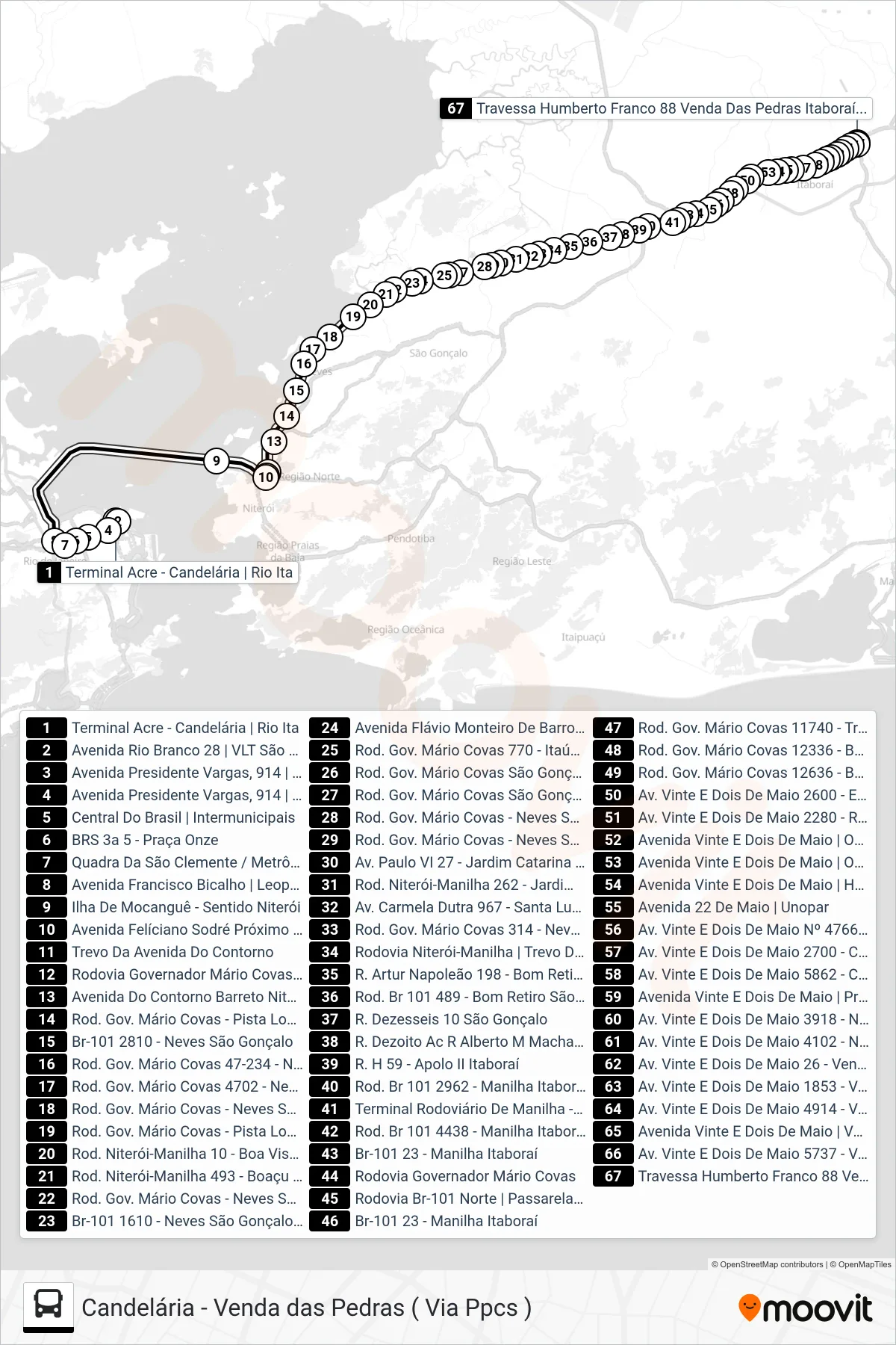 1926D bus Line (Candelária X Venda Das Pedras) route and stops on a map