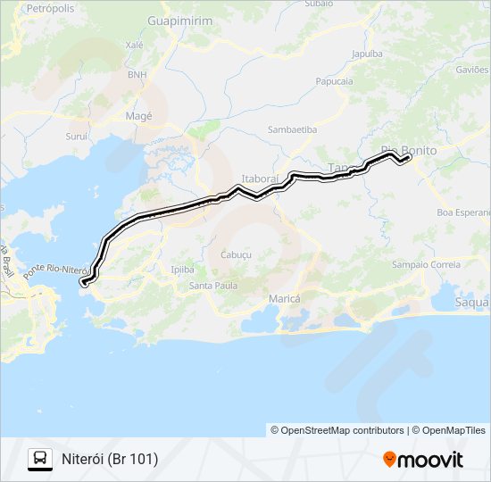 Mapa da linha 1MB10 de ônibus
