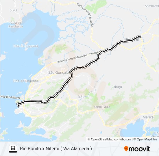 Mapa da linha 2MB10 de ônibus