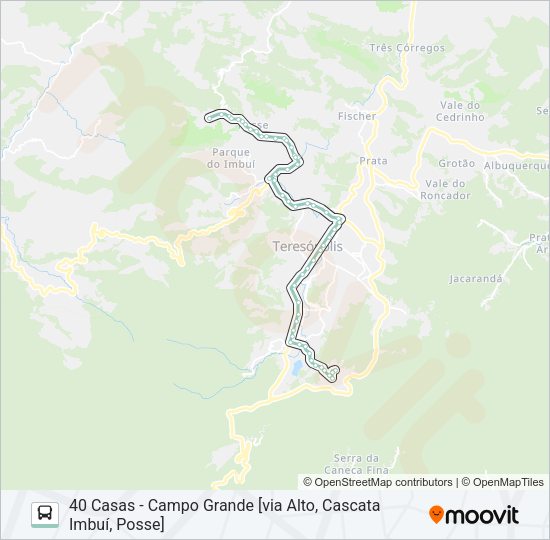 Mapa da linha P08B de ônibus