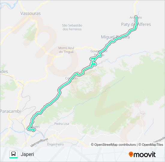 Mapa da linha MP74 de ônibus