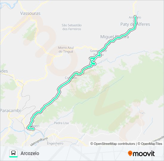Mapa da linha MP74 de ônibus