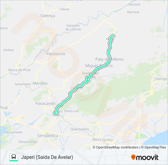 Mapa da linha MP74 de ônibus