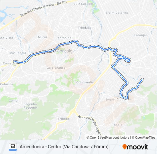Mapa da linha 34A de ônibus