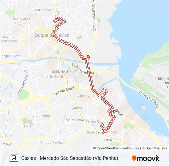 Mapa da linha 431C de ônibus