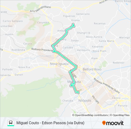Mapa da linha 705I de ônibus