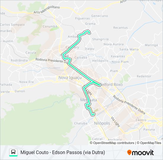 Mapa da linha 705I de ônibus