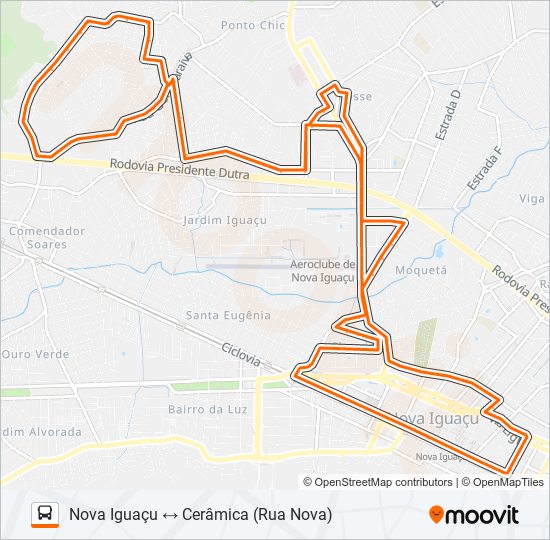 Mapa da linha 102 de ônibus