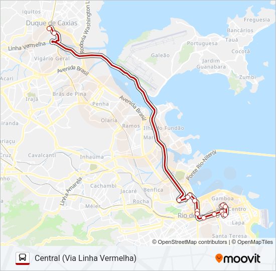 Mapa da linha 112C de ônibus