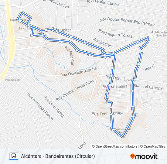 Mapa da linha 25B de ônibus